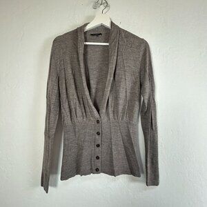 Lafayette 148 New York Womens Shawl Collar Wool Cardigan Sweater Small Gray
